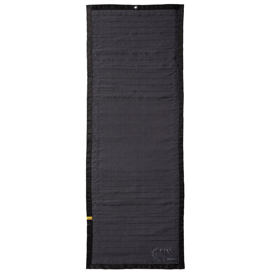 ridgeback® hot yoga mat rug full view charcoal shows solutions to grip, absorbent 100% cotton